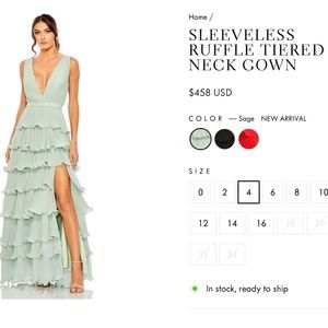 Mac Duggal Leena Dress, Size 4, Sage